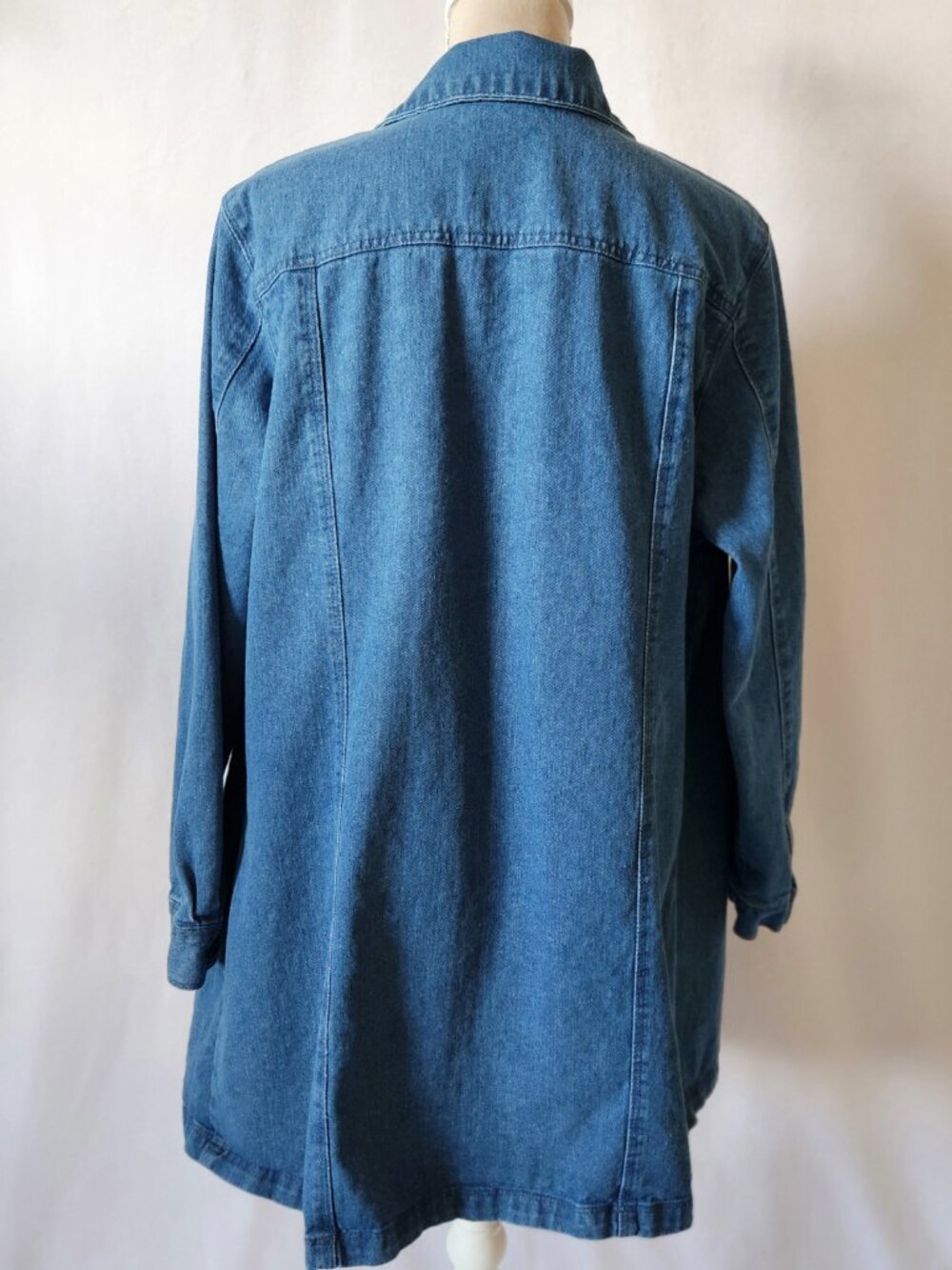 Jessica London Women's Plus 20W Long Sleeve Button Down Long Blue Denim Jacket - Picture 11 of 15